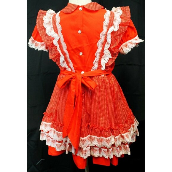 VTG Better Made by Betty Oden Red Dress Girls 6X Full Circle Skirt Polka dot - Picture 10 of 12